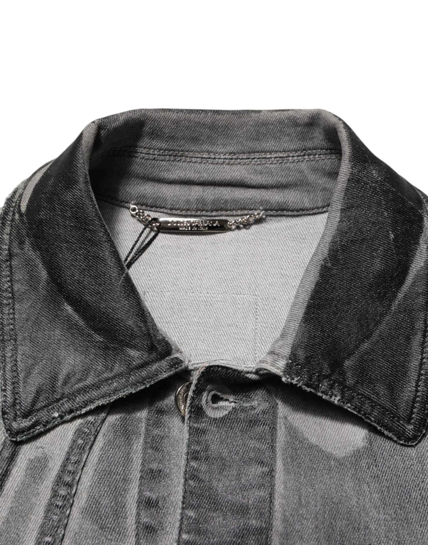 Gray Washed Cotton Stretch Denim Jacket