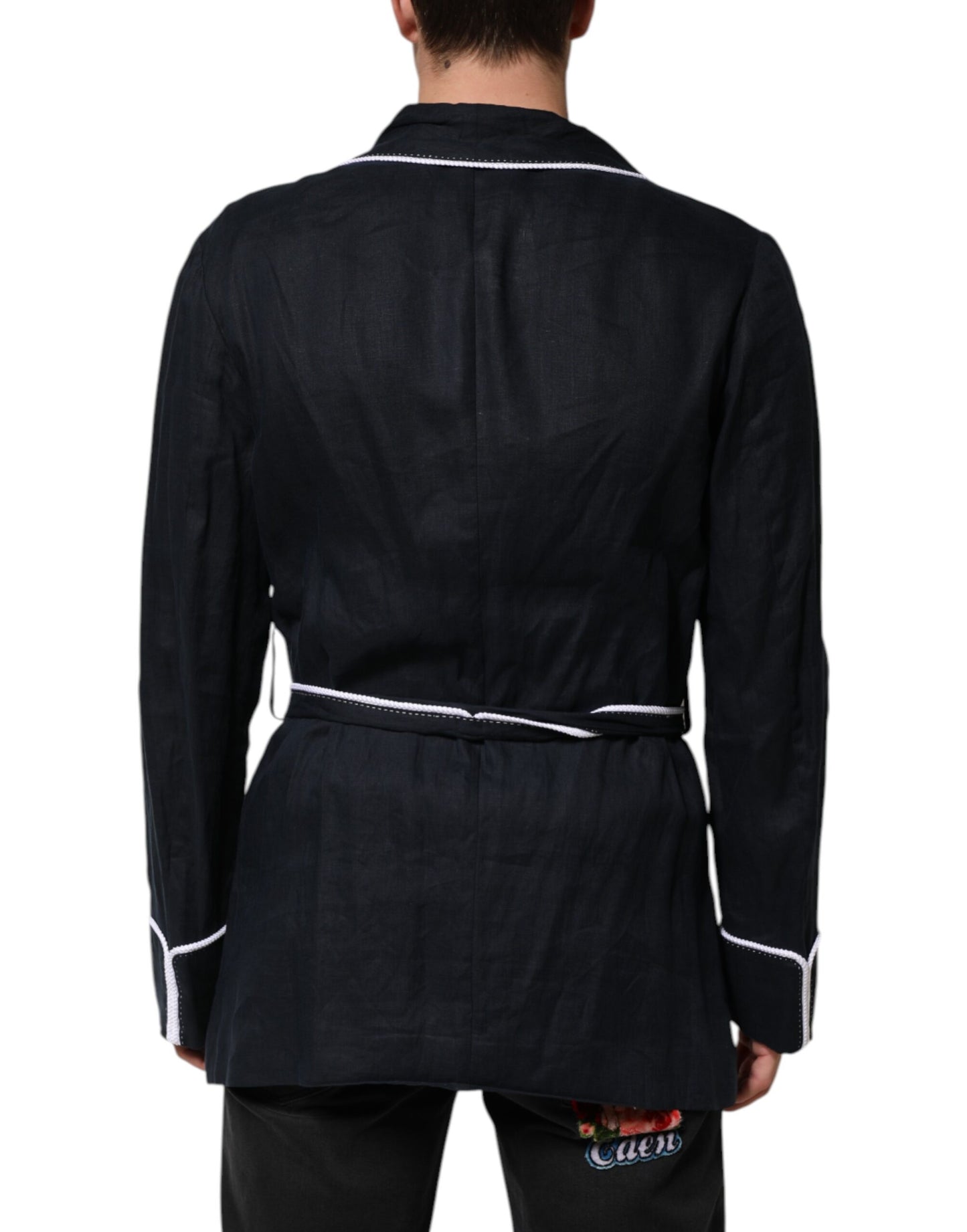 Dark Blue DG Embroidery Jacket Robe Blazer