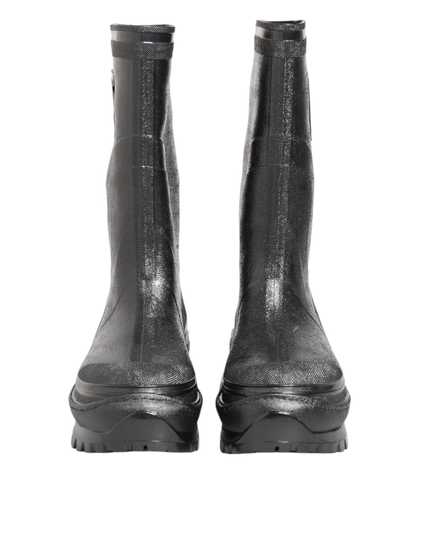 Metallic Gray Pull On Rain Boots Shoes