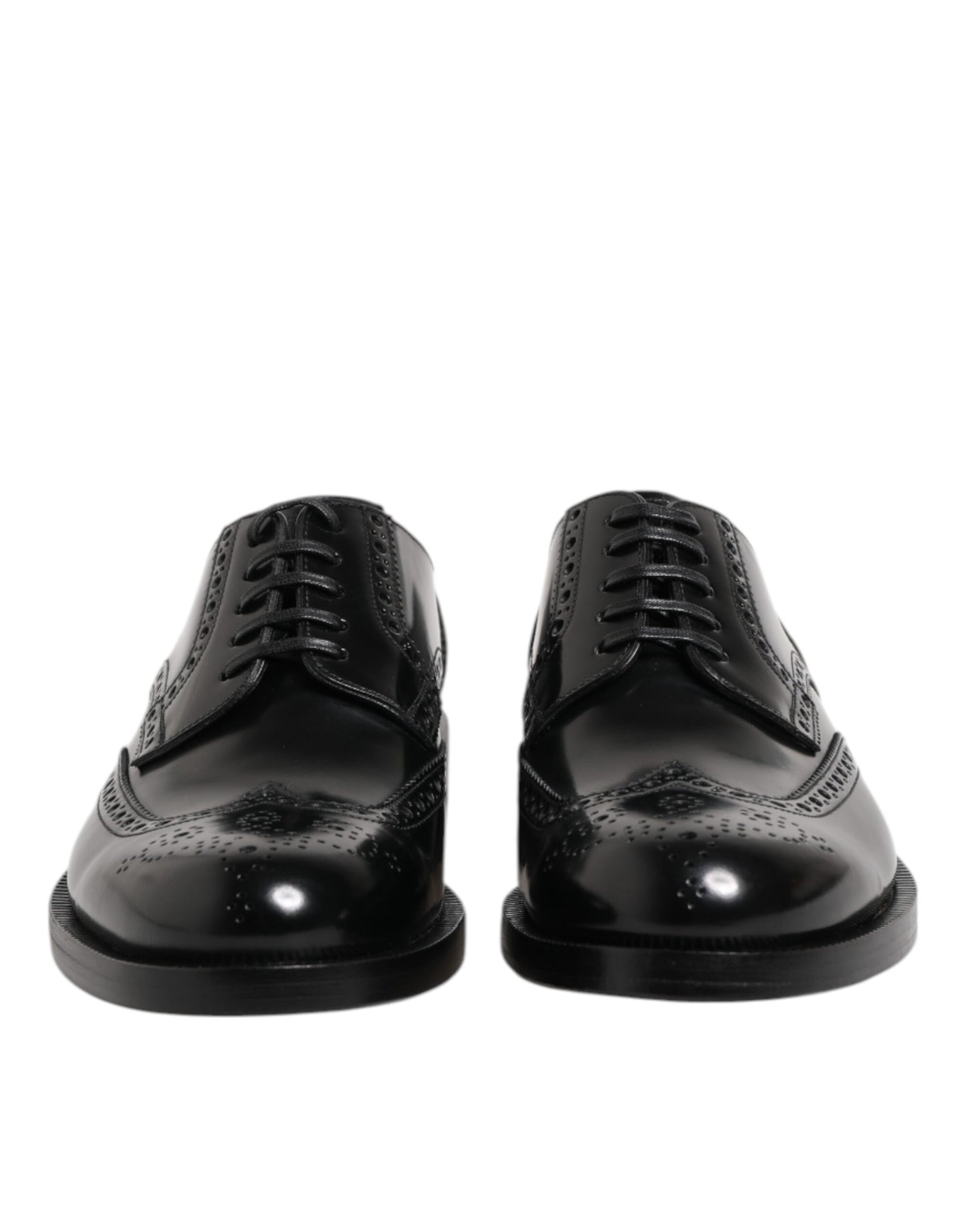 Black Leather Derby Wingtip Formal Shoes