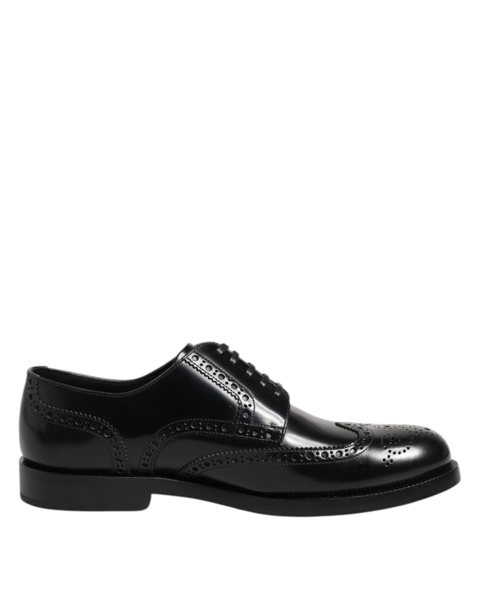 Black Leather Derby Wingtip Formal Shoes