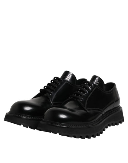 Black Leather Lace Up Trekking Dress Shoes