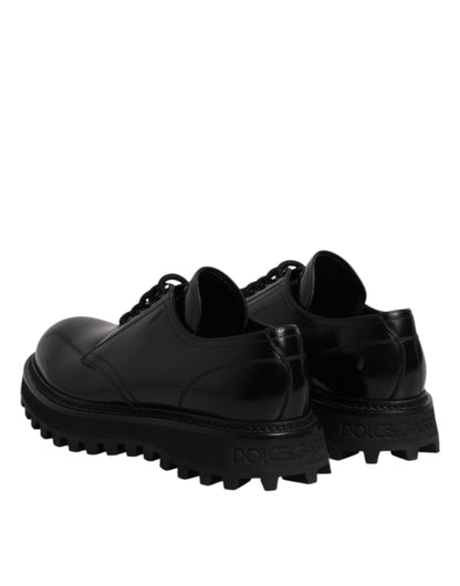 Black Leather Lace Up Trekking Dress Shoes