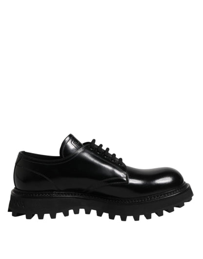 Black Leather Lace Up Trekking Dress Shoes