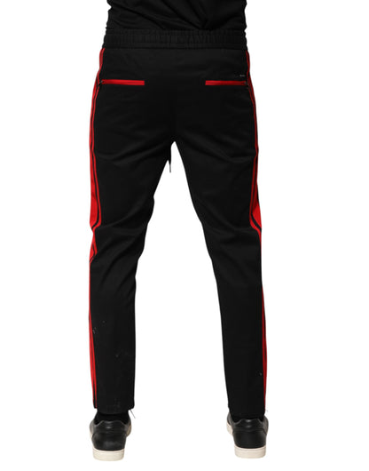 Red Stripe Cotton Logo Jogger Sweatpants Pants