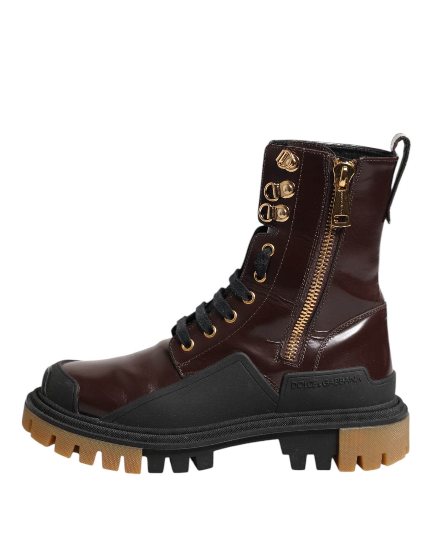 Maroon Leather Mid Calf Biker Boots Shoes