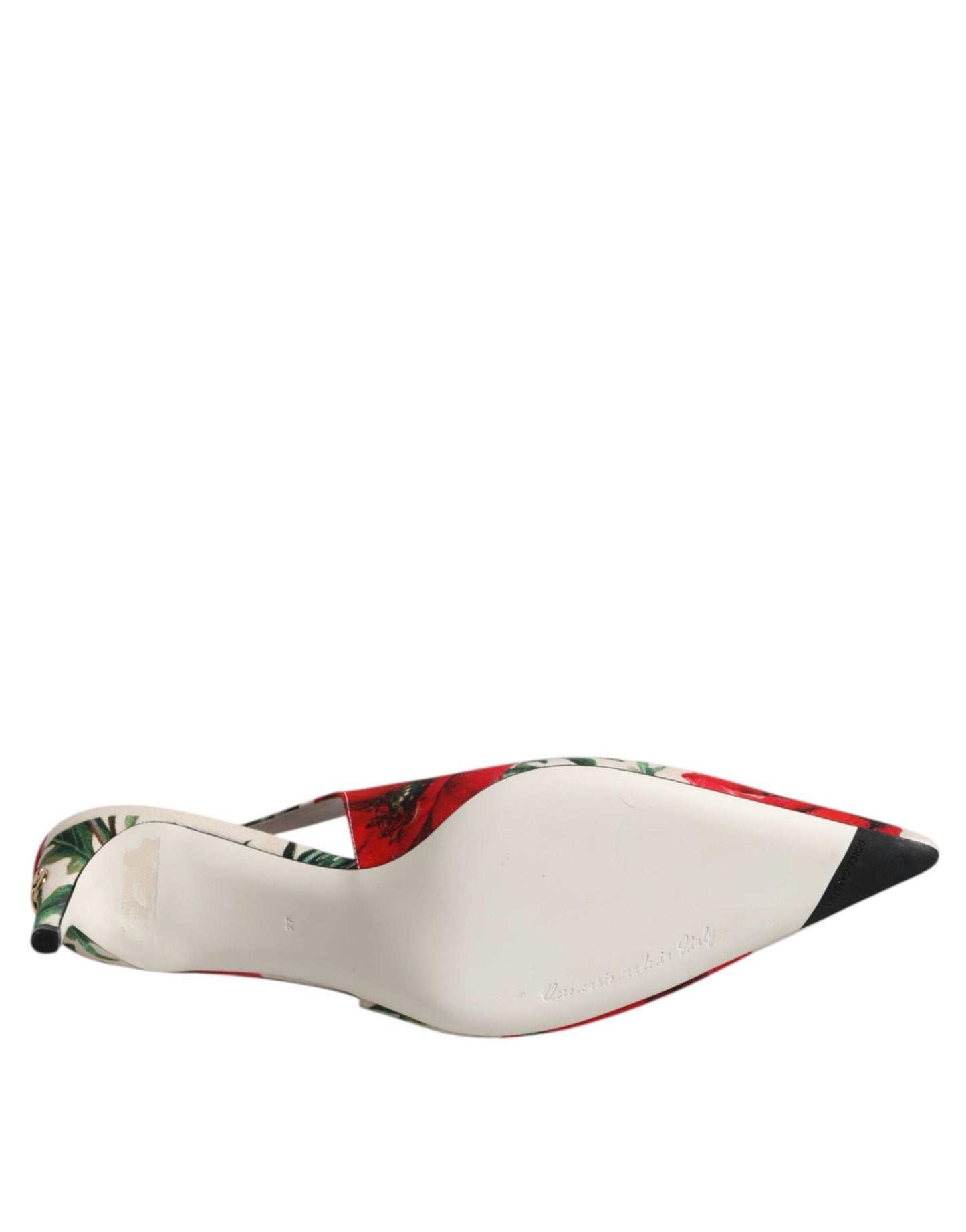 White Floral Heels Slingback Sandals Shoes