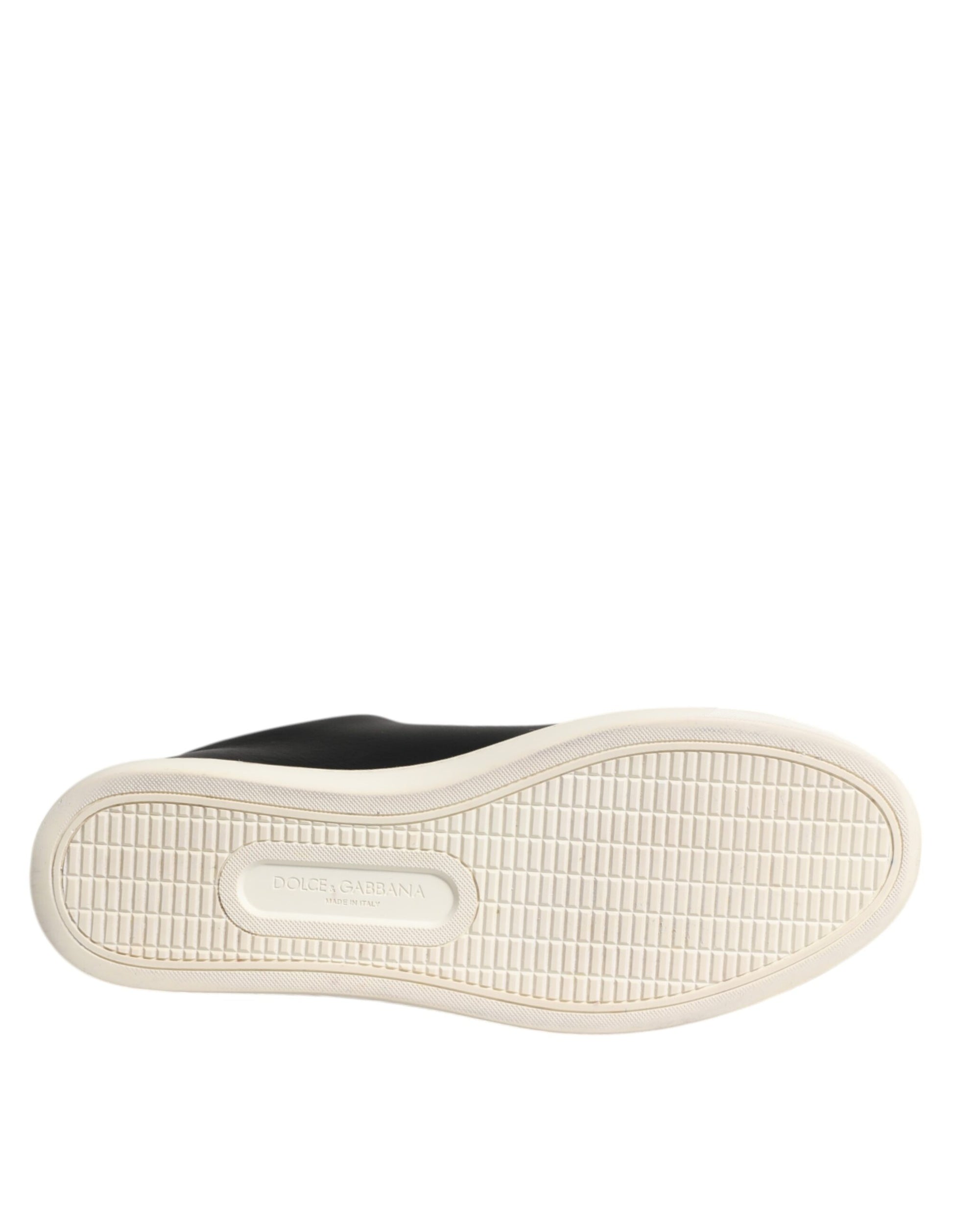 Black Leather Sacred Heart Sneakers Shoes