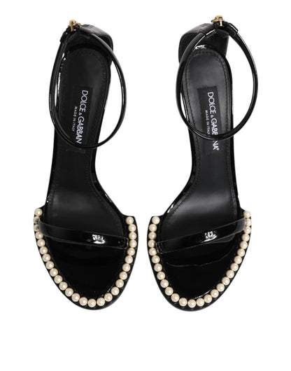 Black KEIRA Pearl Embellished Sandals Shoes