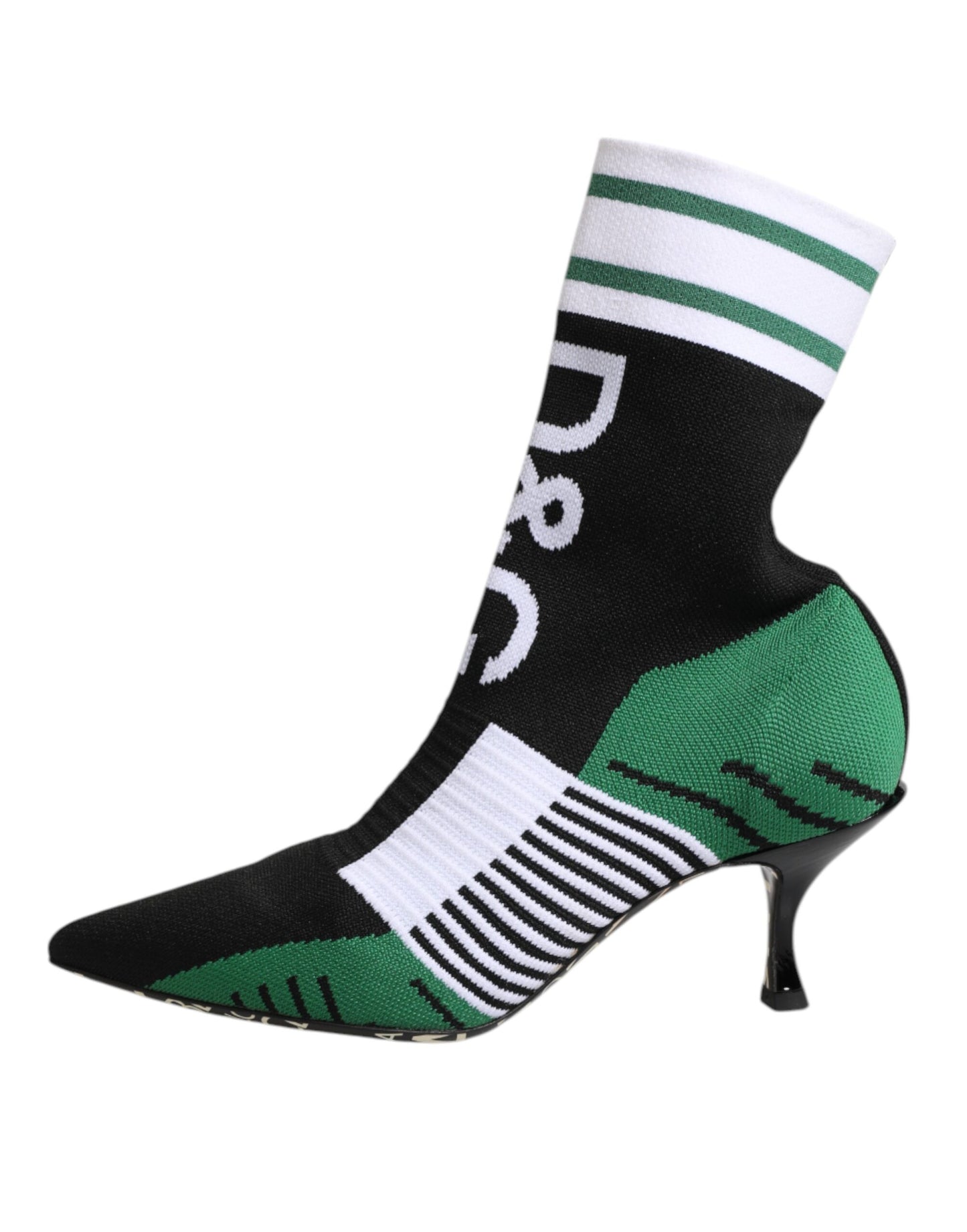 Green Stretch Sock Style Ankle Boots Shoes
