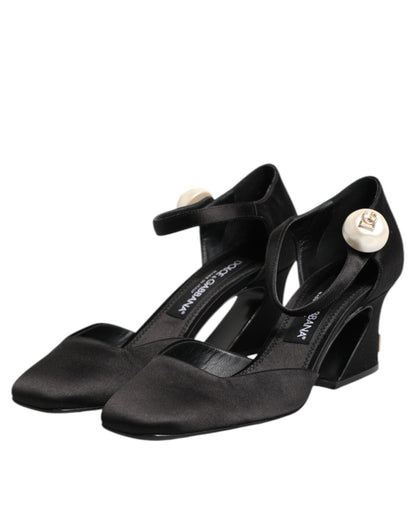 Black Leather Logo Ankle Strap Sandals Shoes