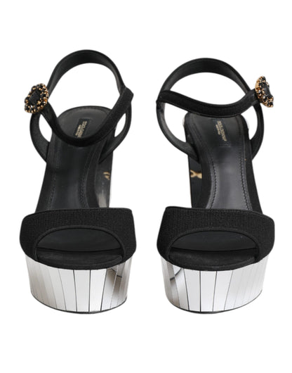 Black Crystal Ankle Strap Keira Sandal Shoes