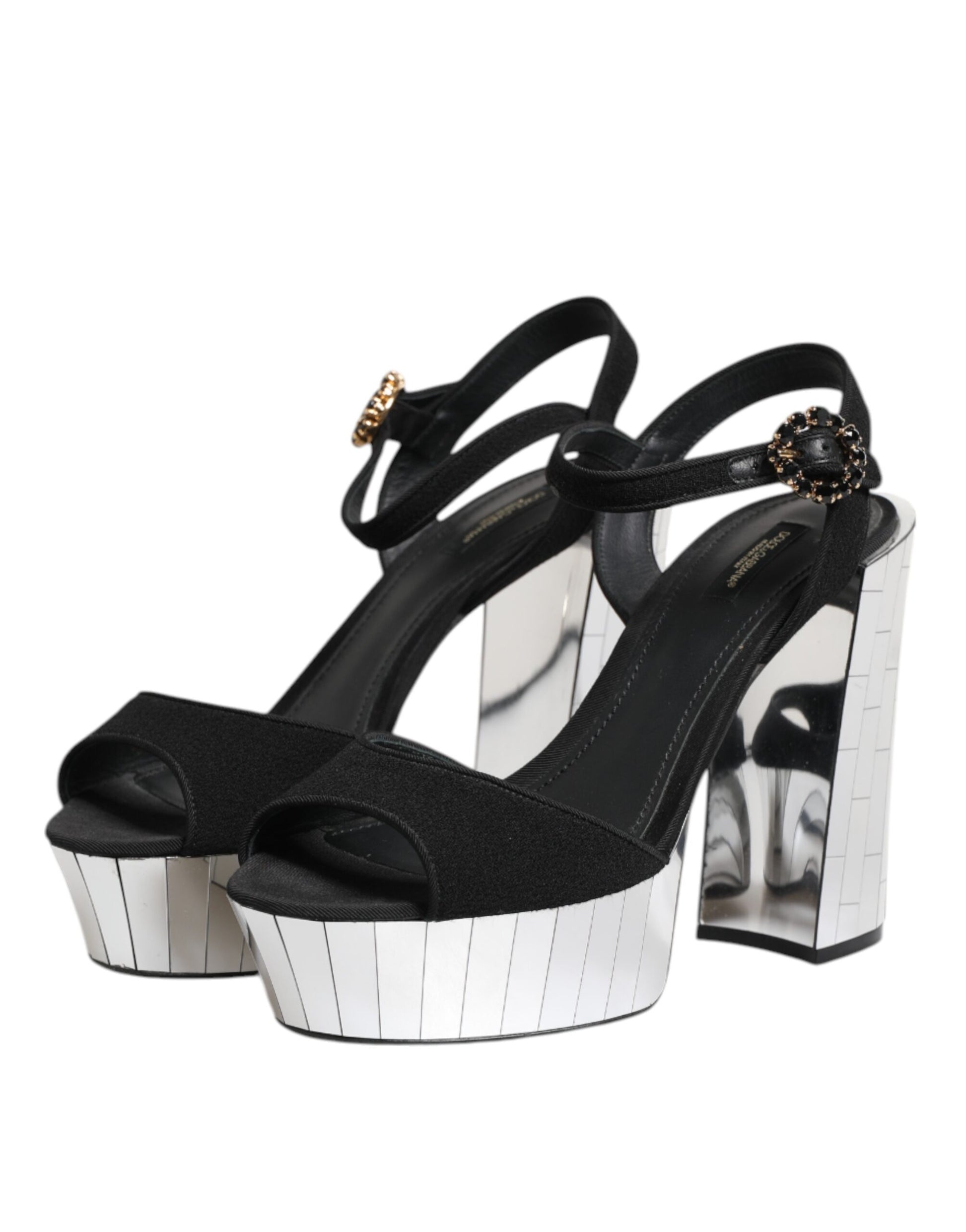 Black Crystal Ankle Strap Keira Sandal Shoes