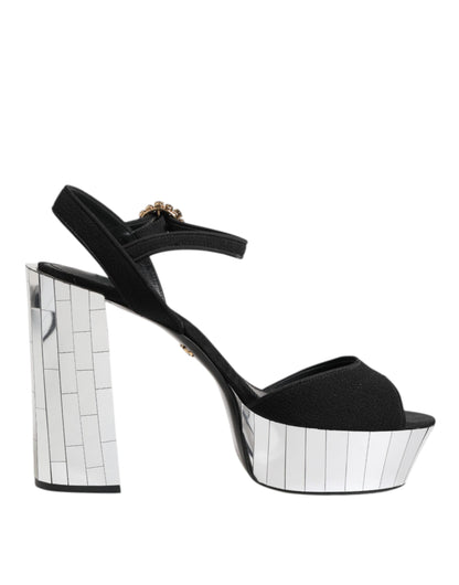 Black Crystal Ankle Strap Keira Sandal Shoes