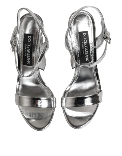 Silver Leather Platform Keira Sandals Shoes