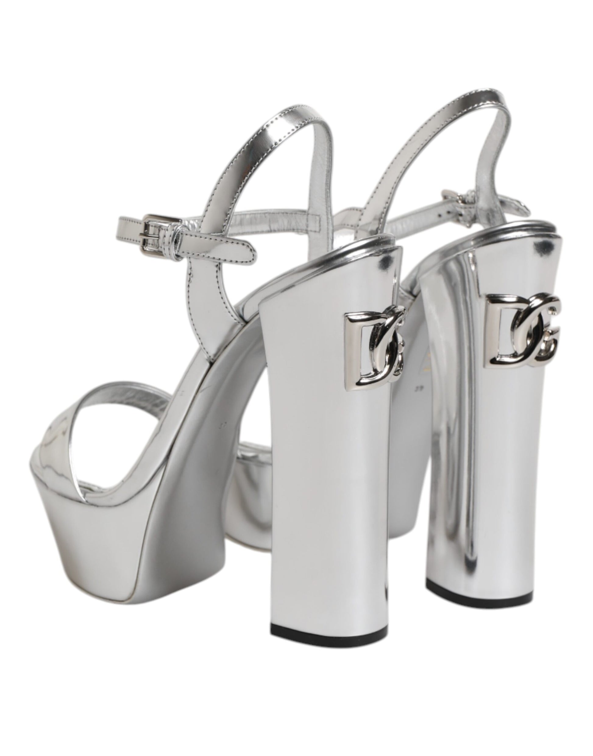 Silver Leather Platform Keira Sandals Shoes