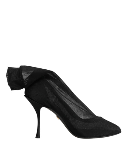 Black Silk Stretch Mesh Sock Boots Shoes