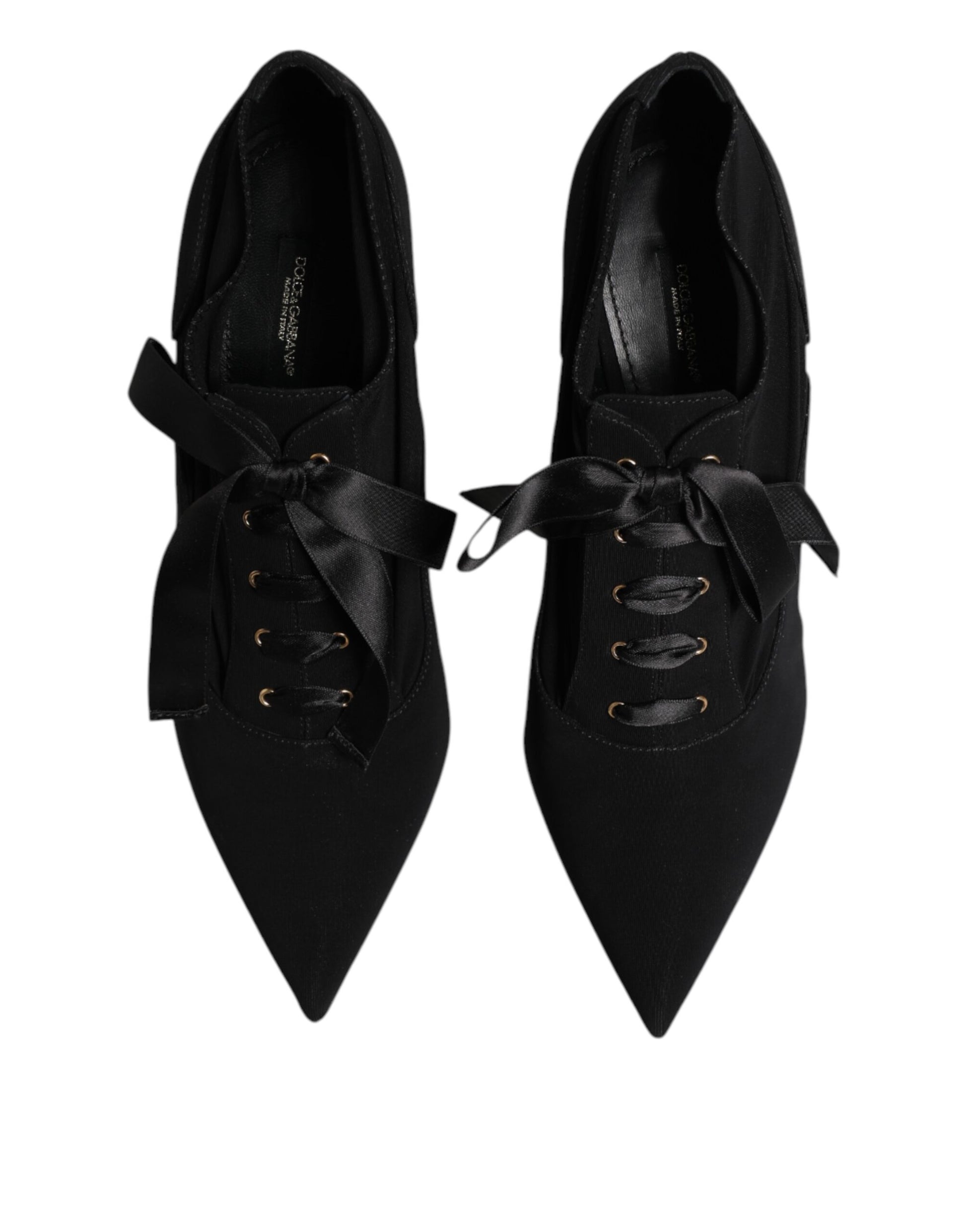 Black Lace Up Stiletto Heels Pumps Shoes