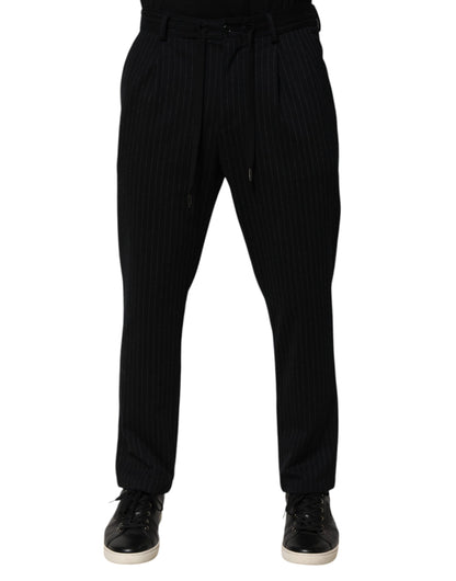 Black Stripes Viscose Skinny Dress Men Pants