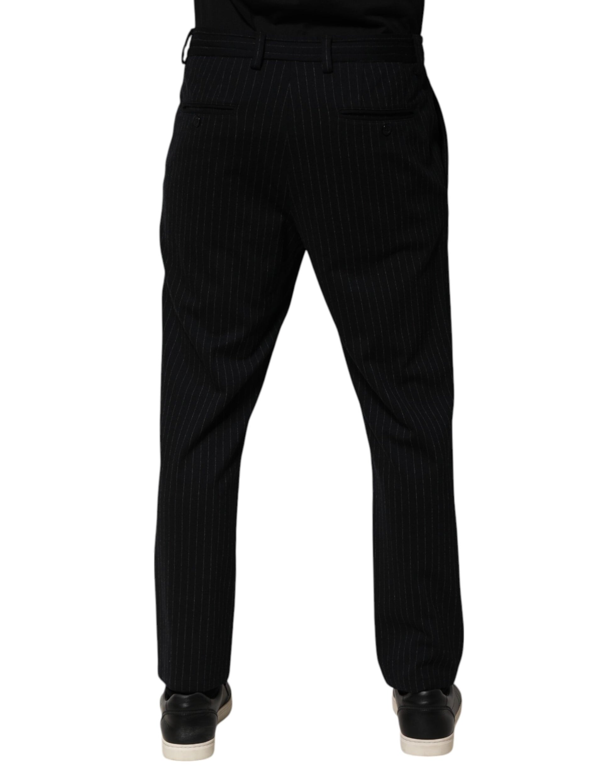 Black Stripes Viscose Skinny Dress Men Pants