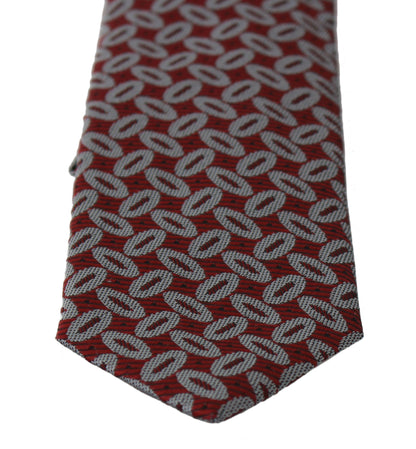 Elegant Red Printed Silk Neck Tie