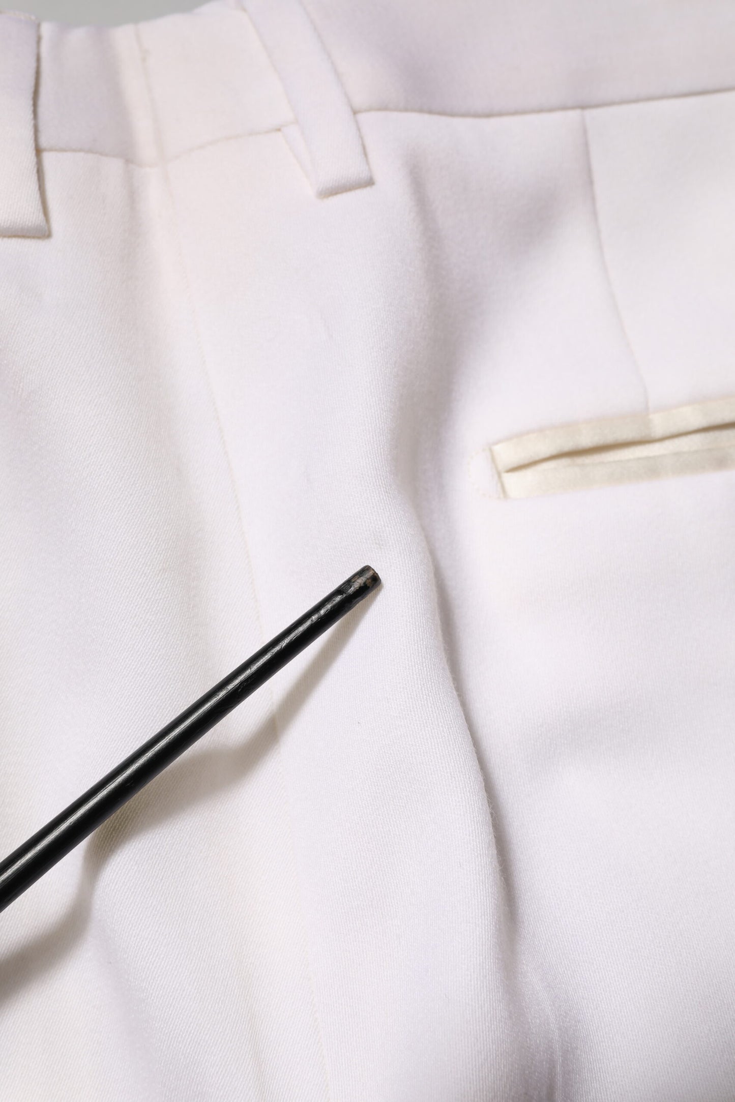 White Polyester Tapered Formal Trouser Pants