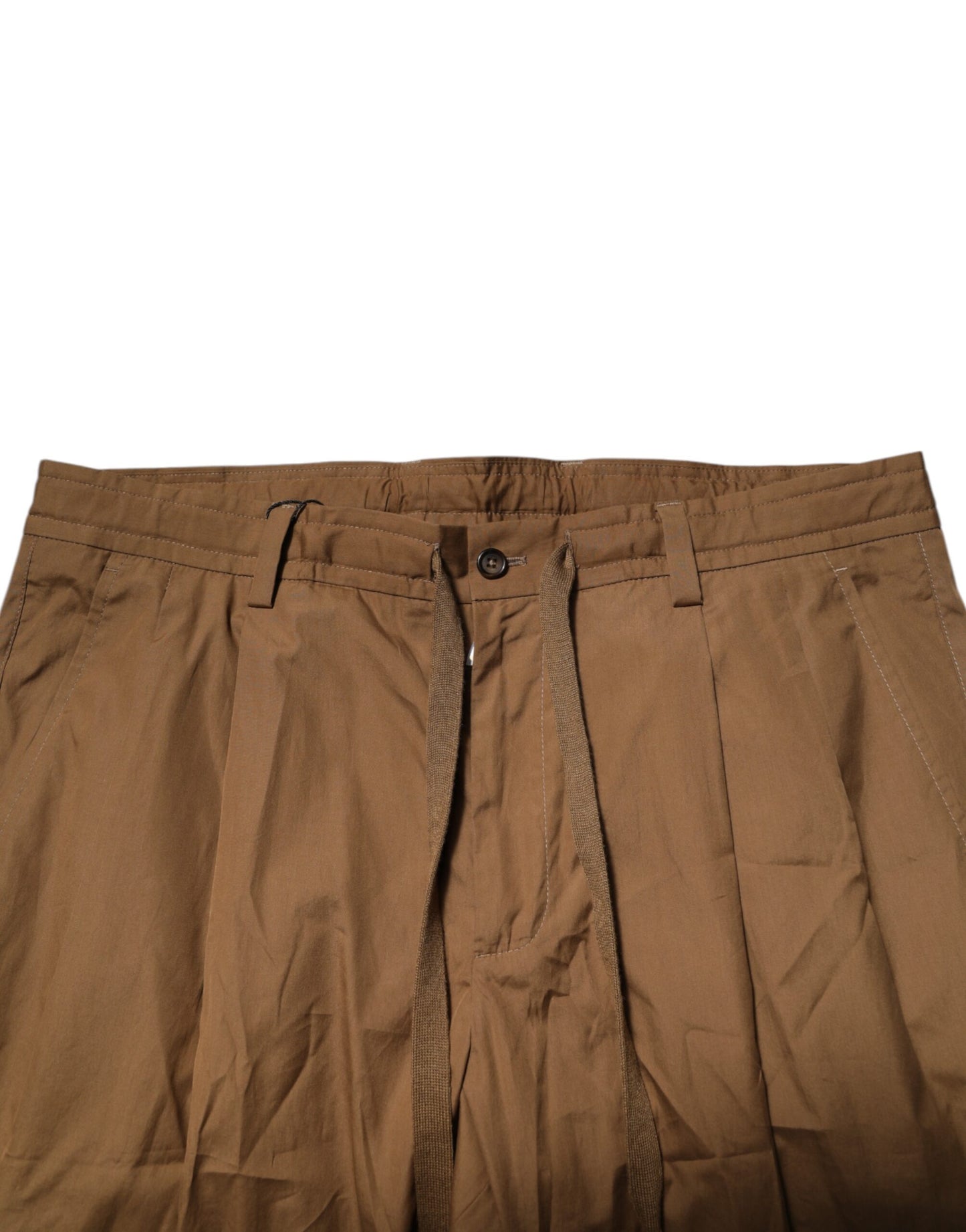 Brown Cotton Chino Mid Waist Men Jogger Pants