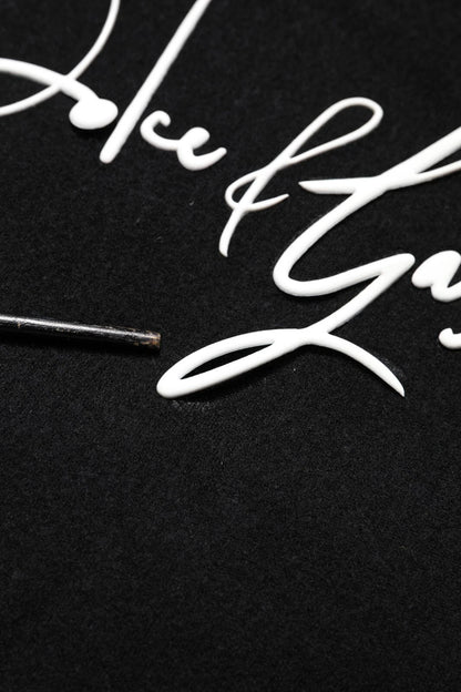 Black Hooded Logo Print Sweatshirt Sweater