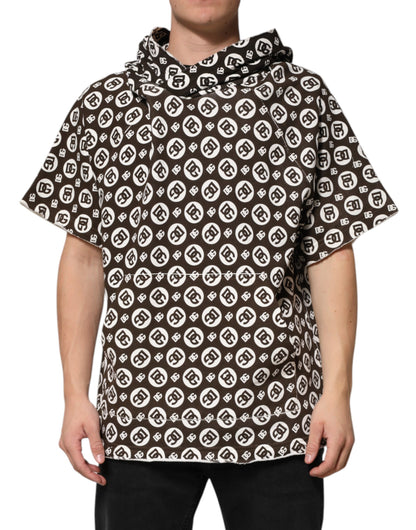 Brown White DG Logo Short Hoodie Sweater