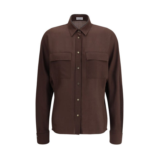 Brown Polyester Dress Shirt