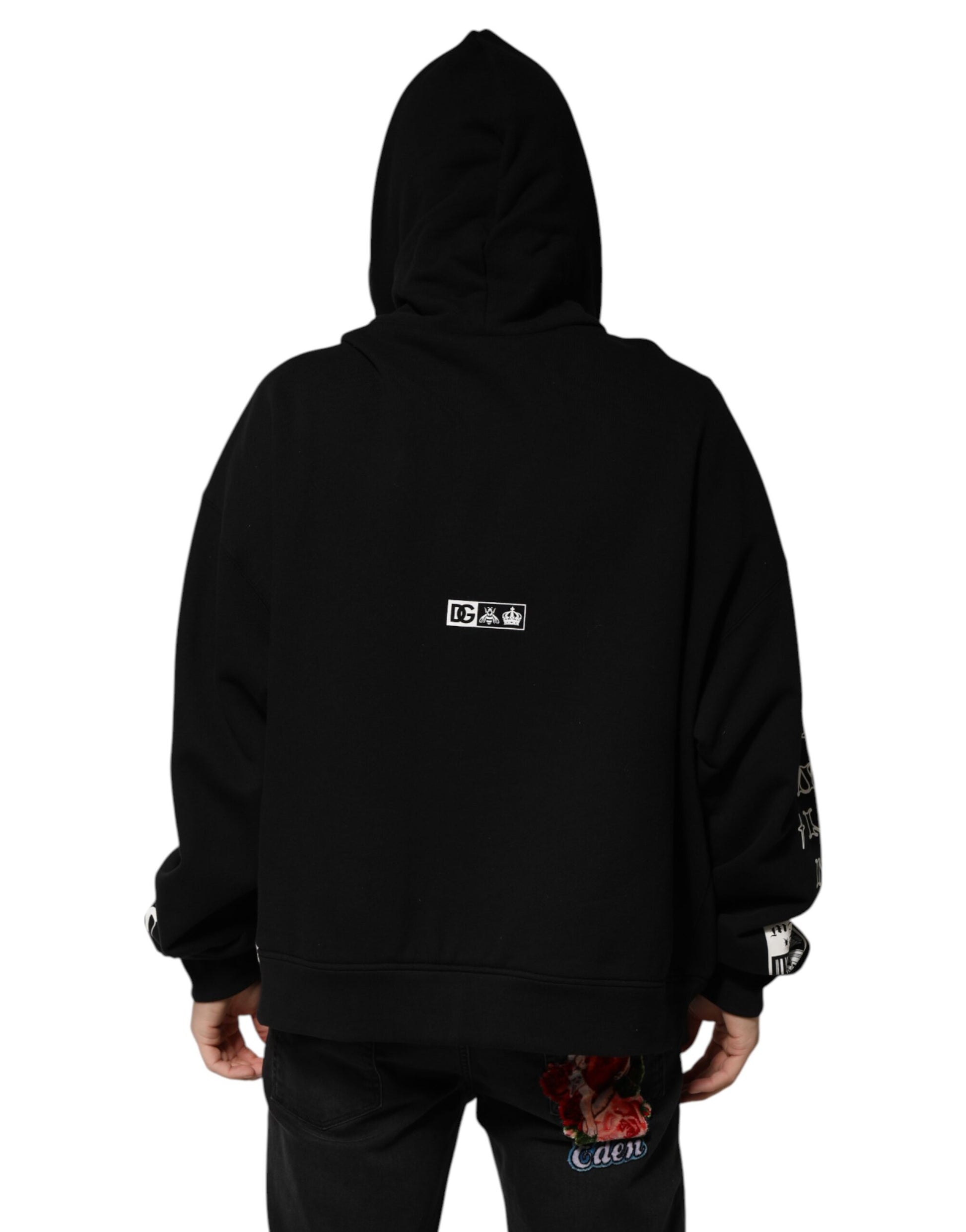 Black Cotton DG Milano Logo Print Hoodie Sweater