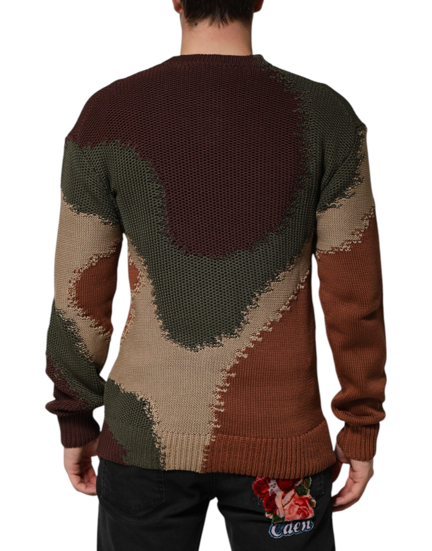 Multicolor Cotton Abstract Men Pullover Sweater