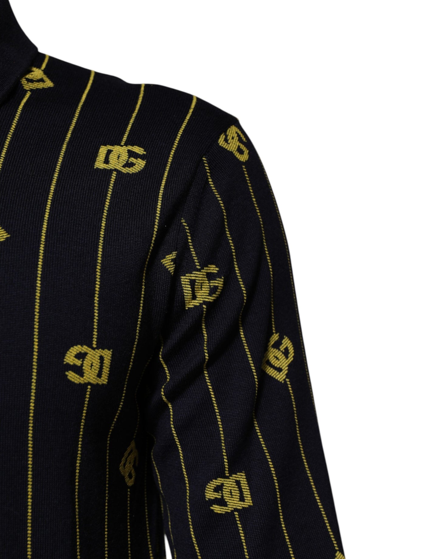 Black Logo Jacquard Knitted Polo Shirt T-shirt