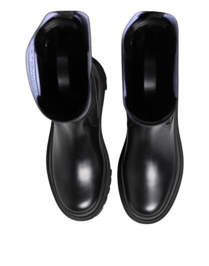 Black White Polyester Socks High Boots Shoes