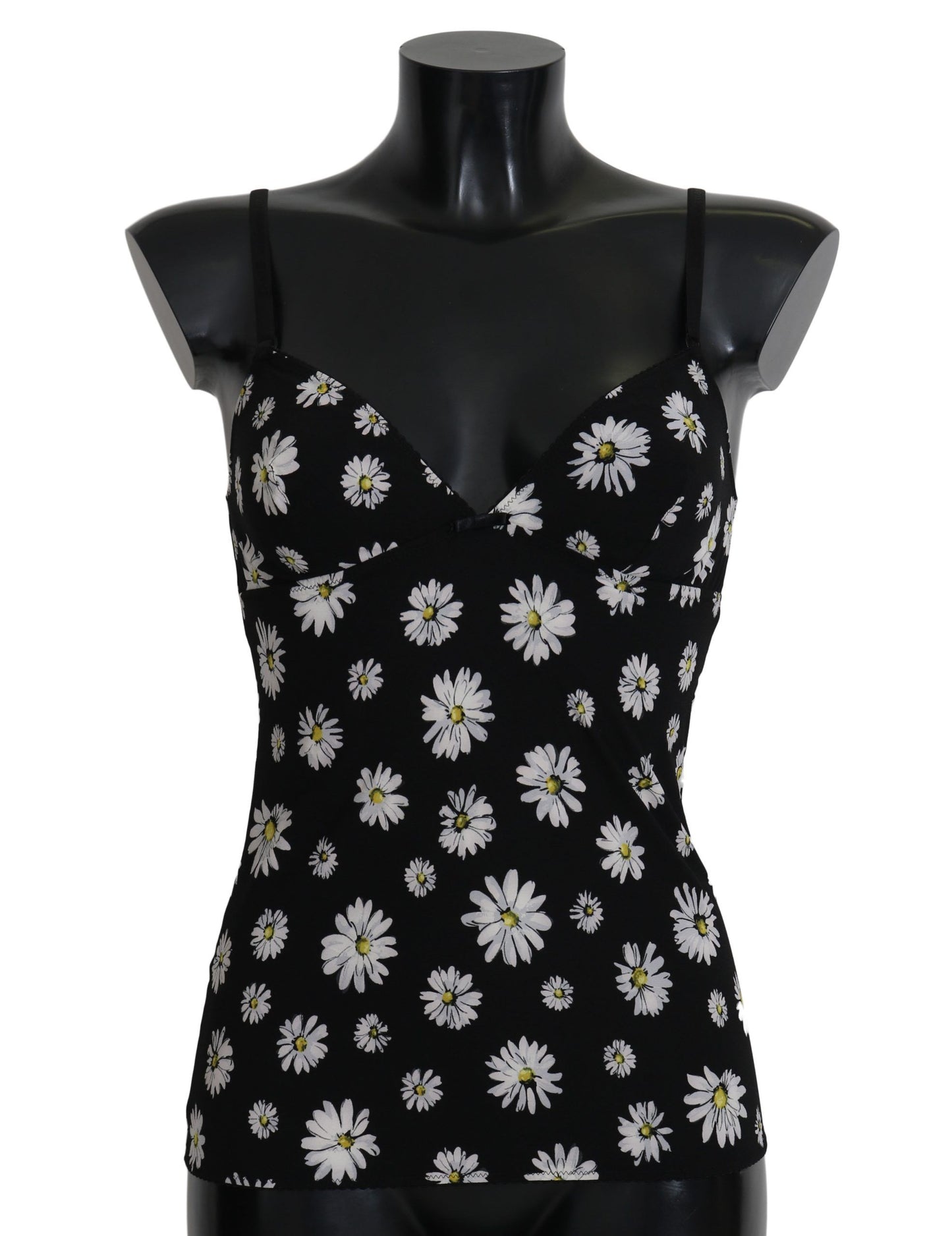 Elegant Black Daisy Floral Lace Chemise Dress