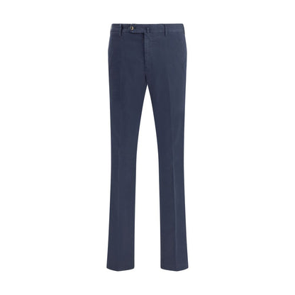Blue Cotton Casual Pants