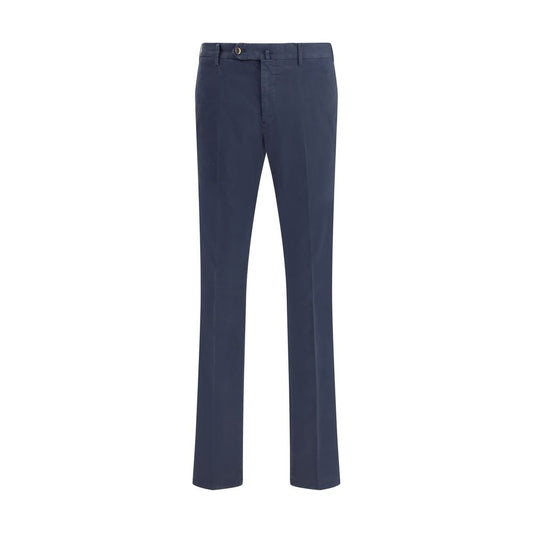 Blue Cotton Casual Pants