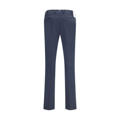 Blue Cotton Casual Pants
