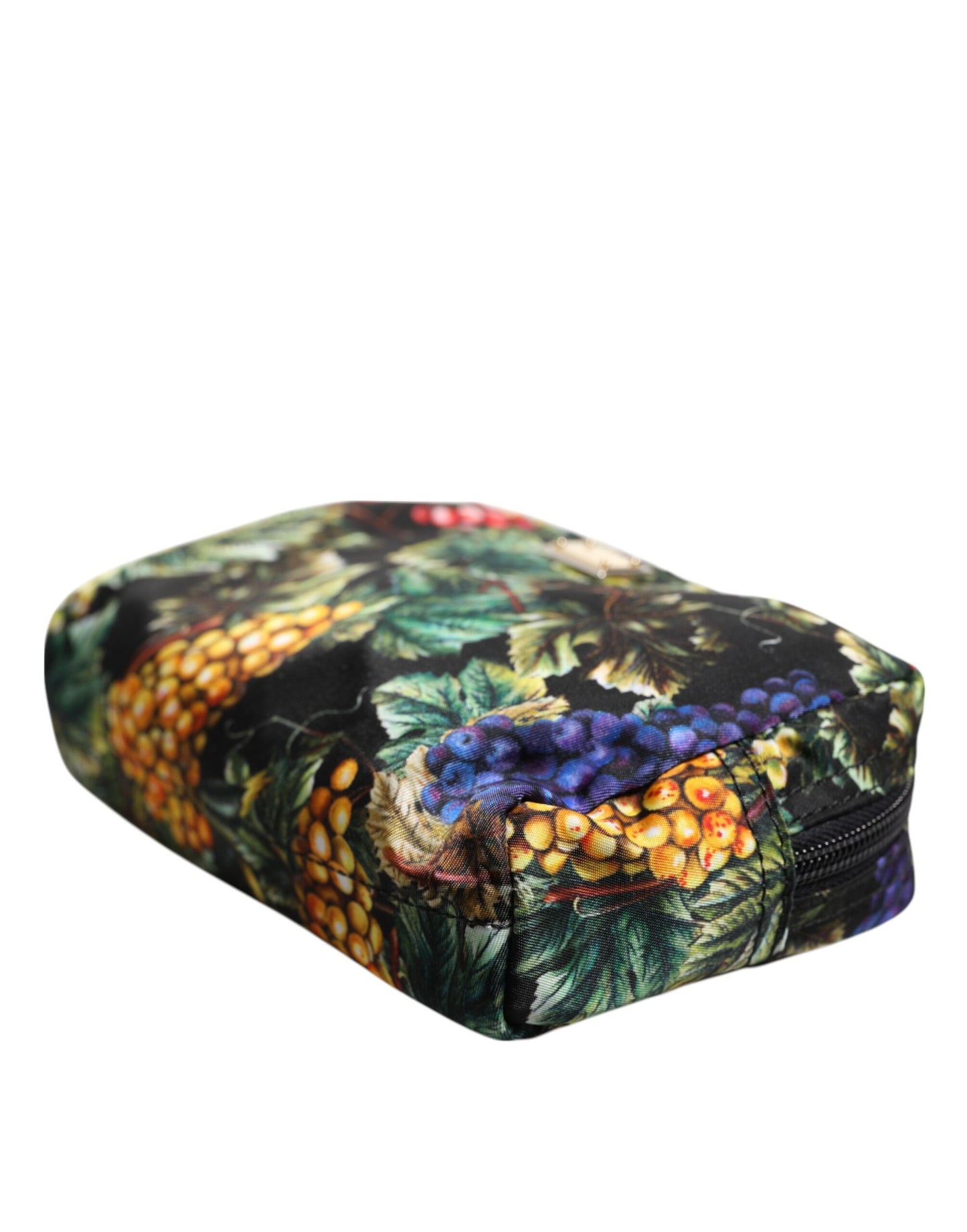 Multicolor Grape Print Clutch Logo Plaque Pouch Bag