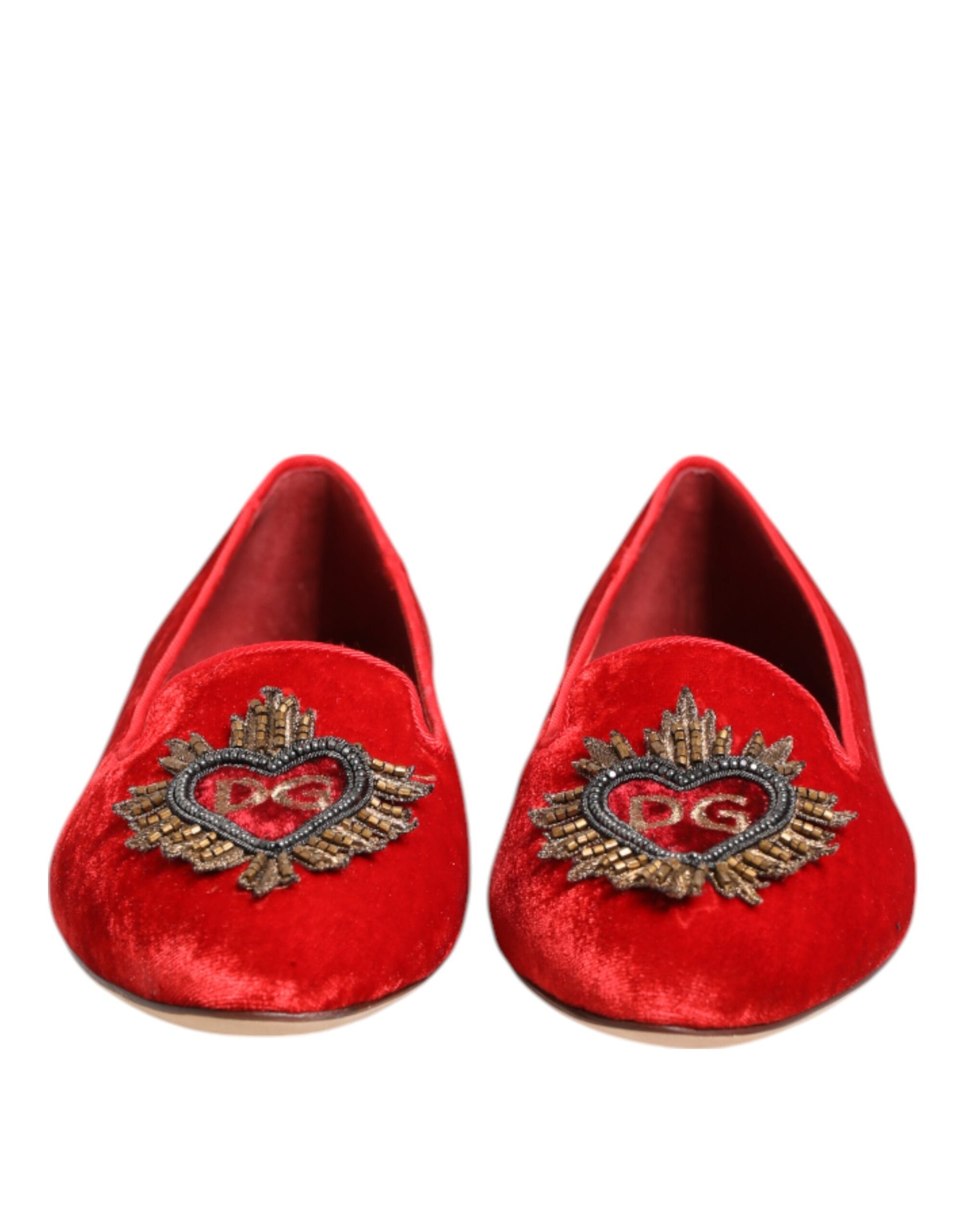 Red Velvet DG Heart Loafers Flat Shoes