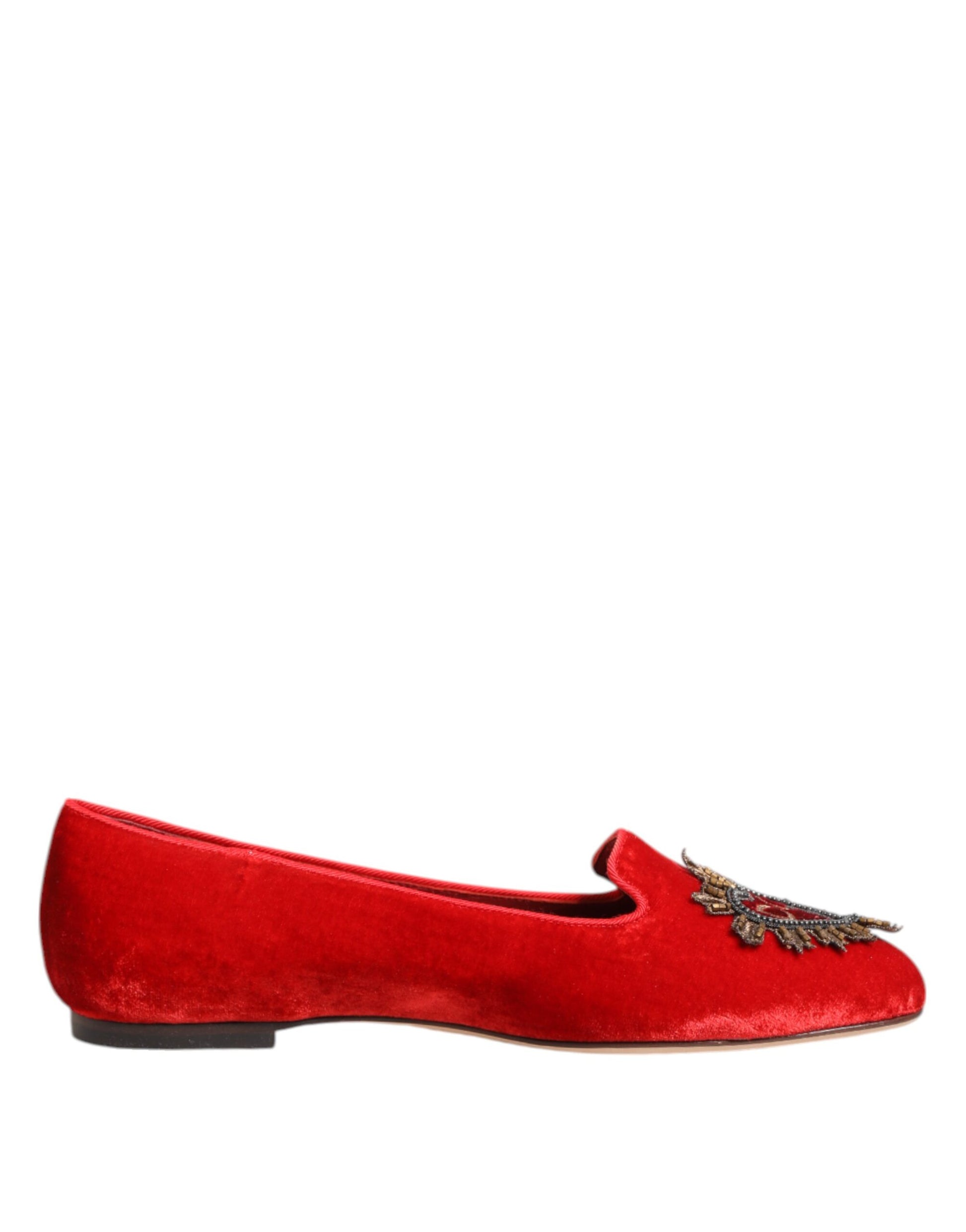Red Velvet DG Heart Loafers Flat Shoes