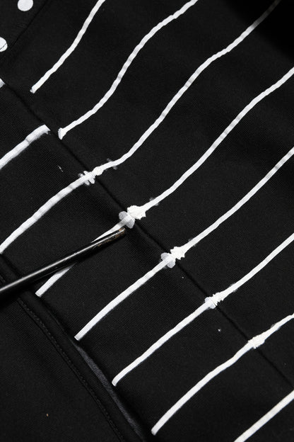 Black Stripes Hooded Men Sweatshirt Sweater