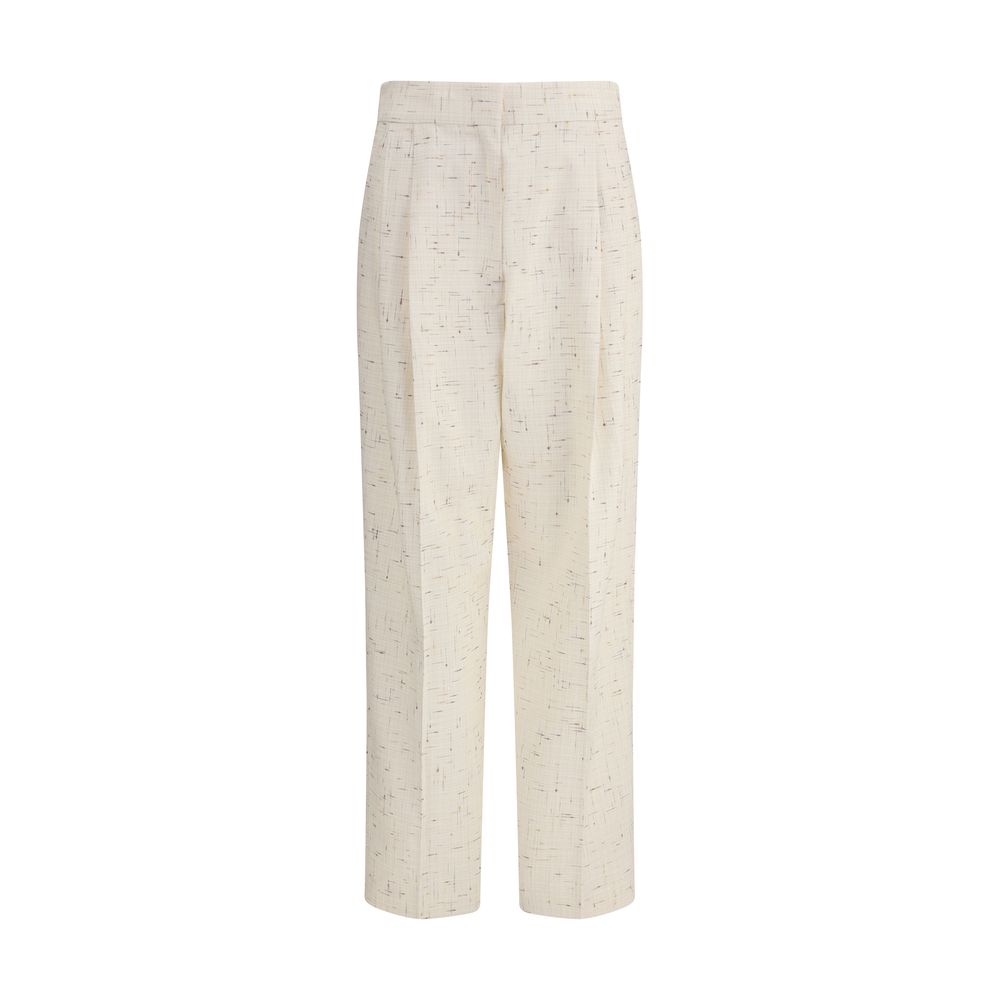 Cream Cotton Casual Pants