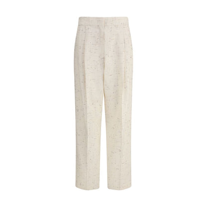 Cream Cotton Casual Pants