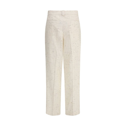 Cream Cotton Casual Pants