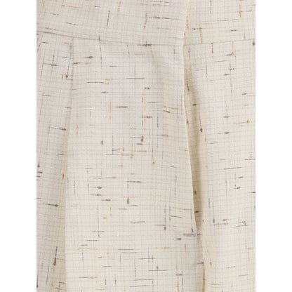 Cream Cotton Casual Pants