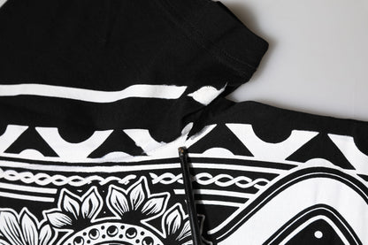 Black Bandana Print Cotton Crew Neck T-shirt
