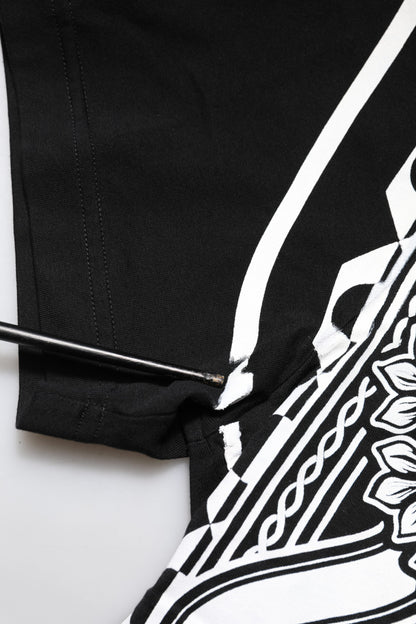 Black Bandana Print Cotton Crew Neck T-shirt