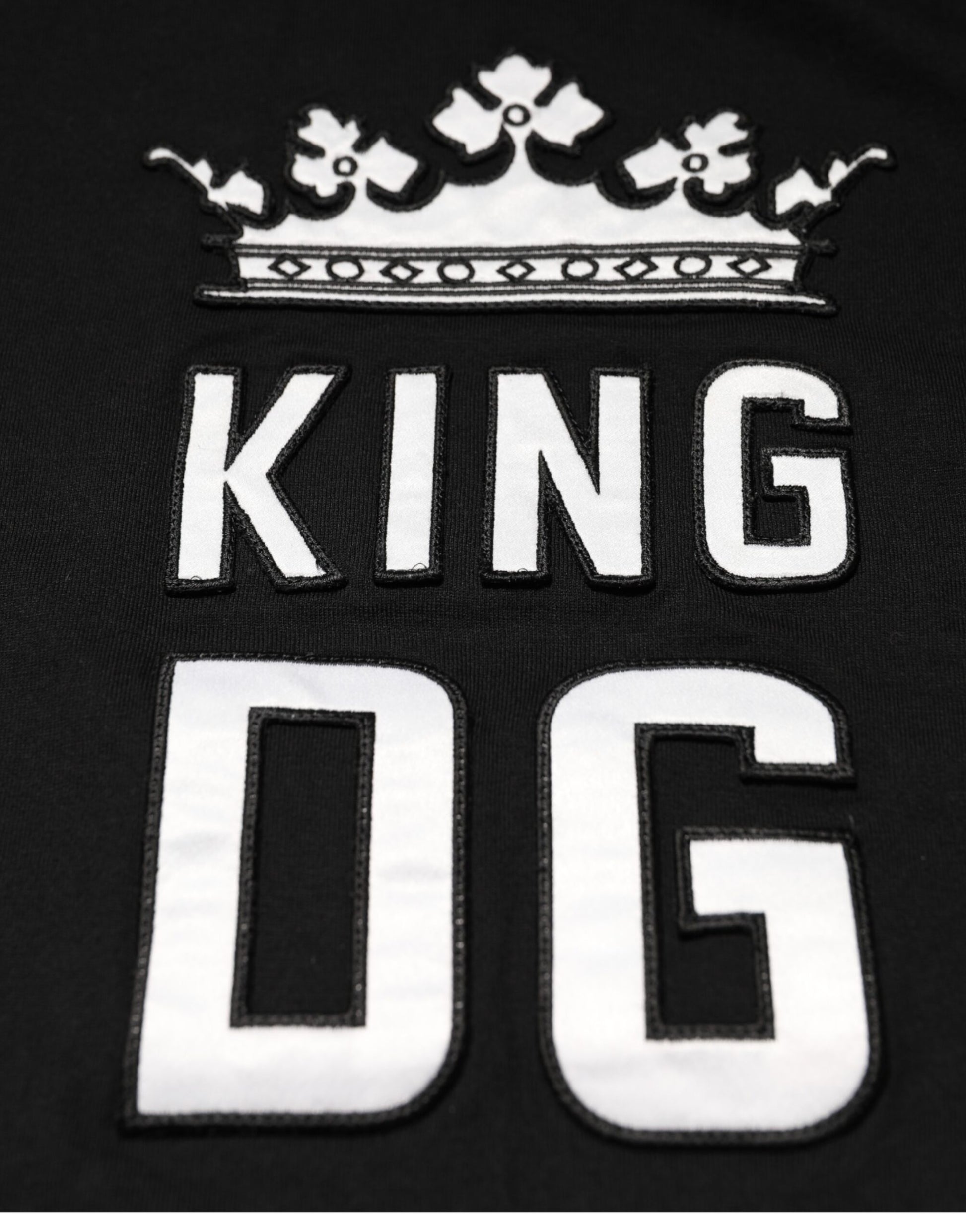 Black DG King Crown Cotton Crew Neck T-shirt