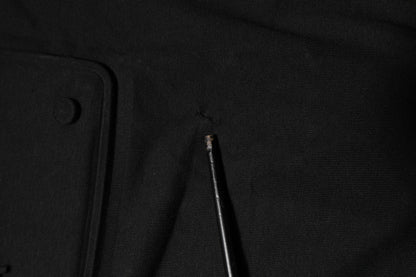 Black Embossed Logo Cotton Crew Neck T-shirt